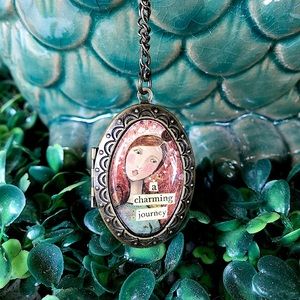 Kelly Rae Roberts Antique Gold Locket Necklace NWT